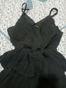 Elegant Black Tiered Midi Dress