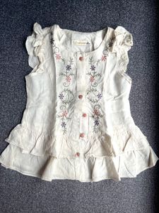 Embroidered Ruffle Top