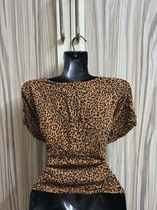 Leopard Print Button-Down Top