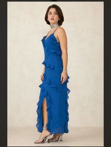 Ruffle Maxi Blue Dress