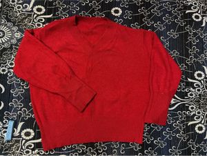 Red V-Neck Pullover Sweater