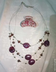 purple mauve stone boho indo western layer necklac