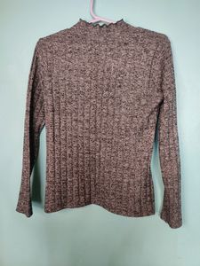 High Neck Winter Grey Colour Top
