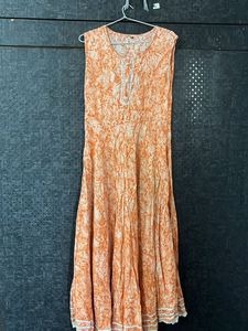 Orange Floral Cotton Dress