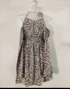 Zebra Print Cold Shoulder Dress