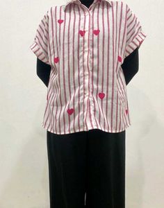 Striped Heart Print Shirt