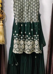 Elegant Green Embroidered Ethnic Gown
