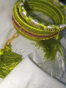 Green Beaded Bangles