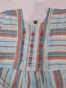 Striped Embroidered Kurta