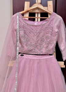 Pink Embellished Hand Embroidered Lehenga Choli