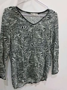 Zebra Print Long Sleeve Top