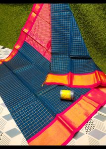 Beautiful Kuppadam  Peacock Blue And Pink Saree