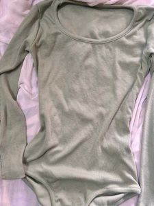 Green And Black Long Sleeve Bodysuit Combo