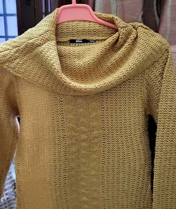 Mustard Knit Cowl Neck Sweater