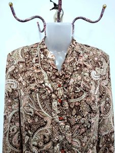 Vintage Paisley Ruffle Blouse
