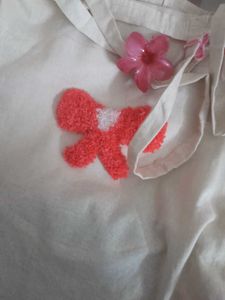 Bow Punch Needle Tote Bag