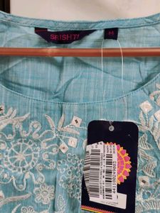 Light Blue Embroidered Kurti