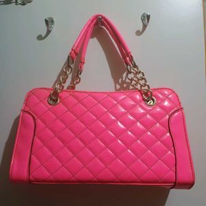 Hot Pink Quilted Chain Bag