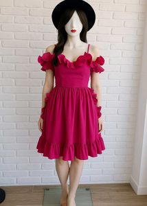 Magenta Ruffle Dress