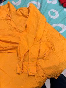 Orange Embroidered Button-Down Shirt(loose Fit)