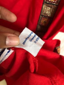 Red Long Sleeve Round Dress