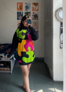 Funky Puzzle Knit Dress