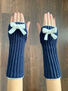 Bow Accent crochet Arm Warmers
