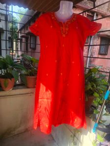 Red Embroidered Kurta and salwar