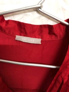 Ofsay Red Tie-neck Top