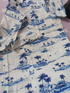 Island Print Button-Down Shirt
