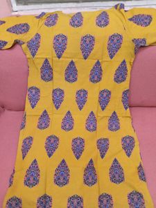 Gently Used Ethnic Mustard With Blue Printed Kurti