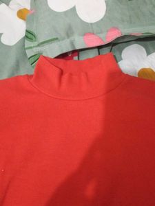 Adidas Turtle Neck Fitted Top (Coral Color)