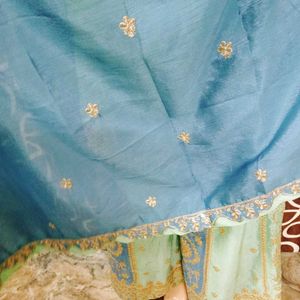 Elegant pure chinon gotta patti plazzo set