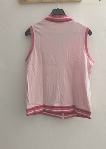 Pink Sleeveless Zip-Up Vest