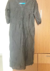 Chikkankari Black Kurta