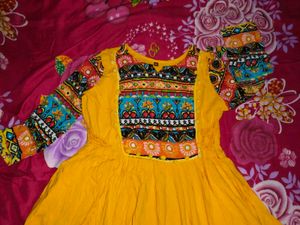 Yellow Printed Anarkali Kurta