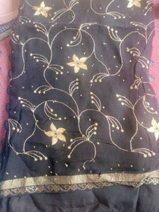 Elegant black saree with blouse