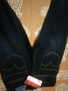 New Dark Blue With Golden Stripes Stiches Size 32