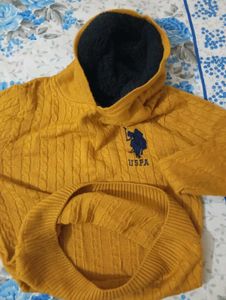 Mustard Cable Knit Hoodie