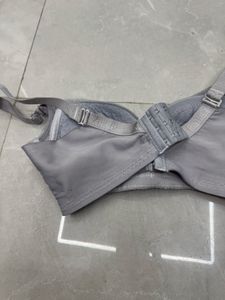 Gray Lace Trim Bra