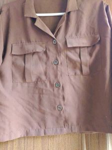 Brown Button-Down Top