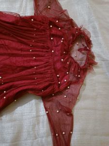 Woman Cute Rust Pearl Top