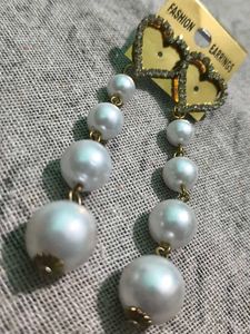 Heart Pearl Drop Earrings