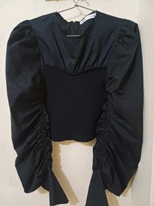 Zara Black Puff Sleeve Top