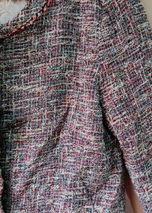 Pink Long Tweed Cardigan