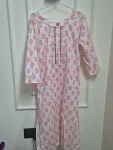 Pink Floral Print Kurta