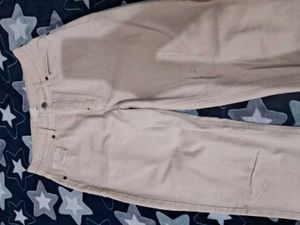 Beige Straight Leg Jeans