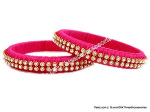 Pink & Rhinestone Bangles (Set of 2)