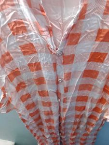 Orange &amp; White Plaid Button-Down