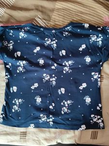 Floral Print Navy Tee